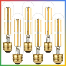 Dimmable LED Bulb Edison Style Tubular T10 E26 60W Equivalent 2700K Soft White V