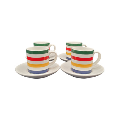 Hudson's Bay 8pc Expresso Cup Set with Iconic Stripes HBC - New