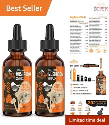 Liposomal Mushroom Complex Drops 2000MG Organic Extracts Immune Cognitive