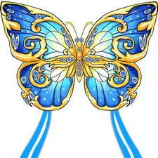 Large Butterfly Kite for Kids and Adults Easy to Fly Single Line String w/ Tail