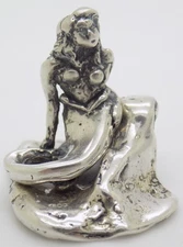 Vintage Italian Handmade Genuine Silver Mermaid Rare Solid Figurine