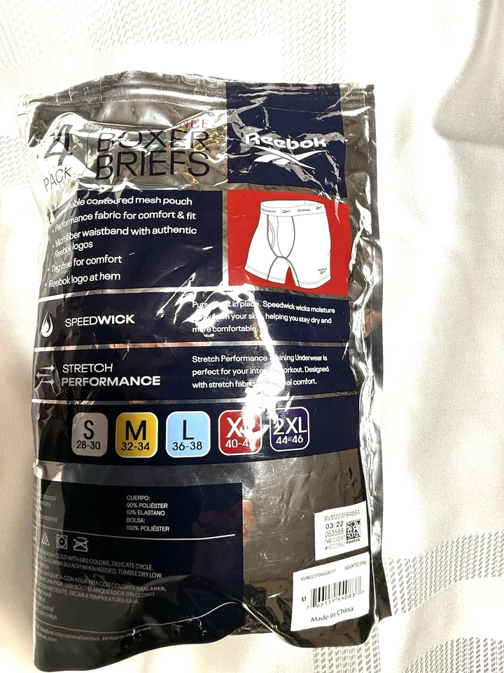 全新 Reebok 男式 Performance 平角内裤 3 件装 尺寸 M 勃艮第黑色灰色 — 第 3/3 张图片