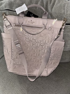 NWT Kate Spade Flower Quilted Tote Bag In Cozy Grey