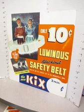 KIX LONE RANGER 1941 WWII blackout glow in dark belt premium cereal box sign