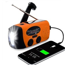 Emergency Hand Crank Radio with 3 LED Flashlight, 2000mAh Portable Radio Orange