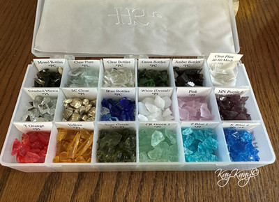 HERITAGE GLASS Asst Aggregate Chips Terrazzo in Sample Case for Resin Crafting 1