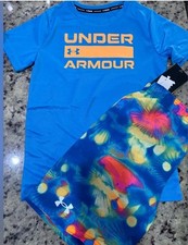 Under Armour Boys Blue Swim Set Rash Guard NEW Size 5