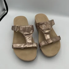 Vionic Women’s Pacific Ellie Rose Gold Snake  Platform Slide Sandals Size 8 EUC