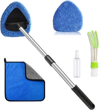 Car Windshield Cleaning Tool inside Window Cleaner Defogger Brush Kit Microfiber