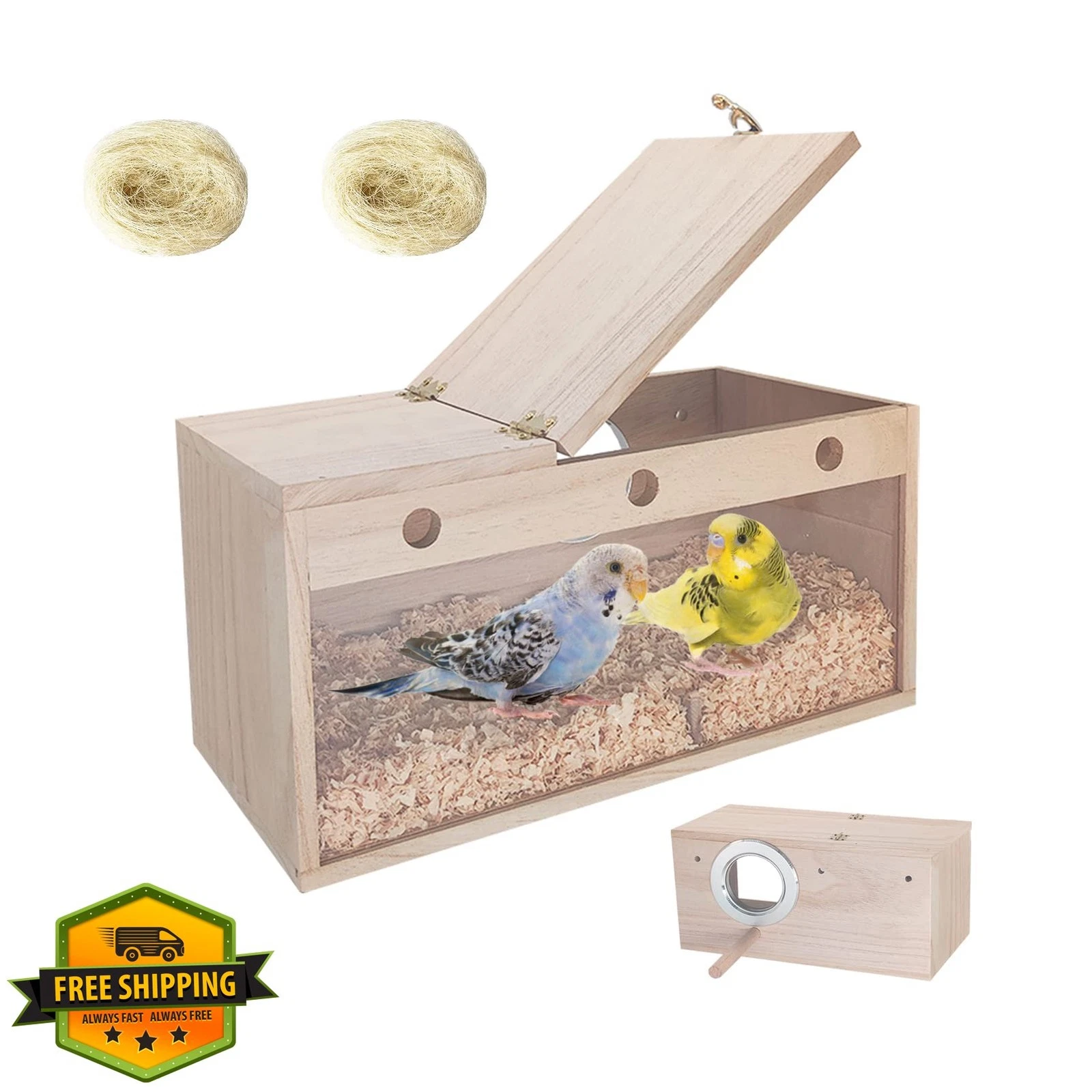Tfwadmx Parakeet Nesting Box L Wood Bird Nest Breeding House