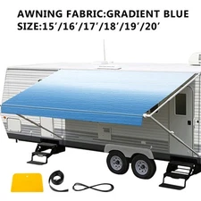 RV Awning Fabric Replacement Canopy 15-20FT For RV Camper Trailer Ocean Blue
