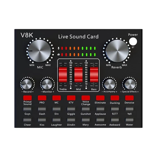 V8K Audio USB External Sound Card Multi Portable Microphone Live Broadcast5356