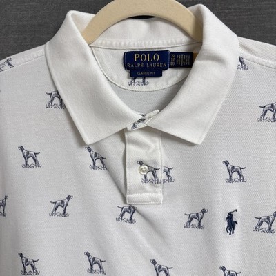 Polo Ralph Lauren Polo Top XL Classic Fit Cream Dog Pointer GSP Prep Polo Women