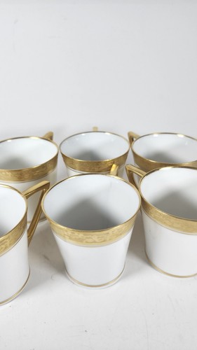 Set of Six Hutschenreuther Selb Gold-Rimmed Cups White Small Ceramic 6 Pcs - Picture 11 of 15