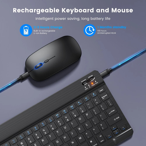Kabellose Bluetooth Tastatur Tastatur Mit Maus für Handy Tablet PC iPad Laptop - Afbeelding 3 van 20