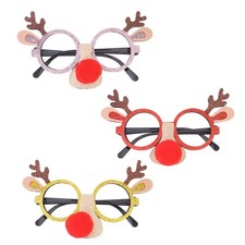 3Pcs Reusable Christmas Glasses Frames Party Eyeglasses Funny Elk Design
