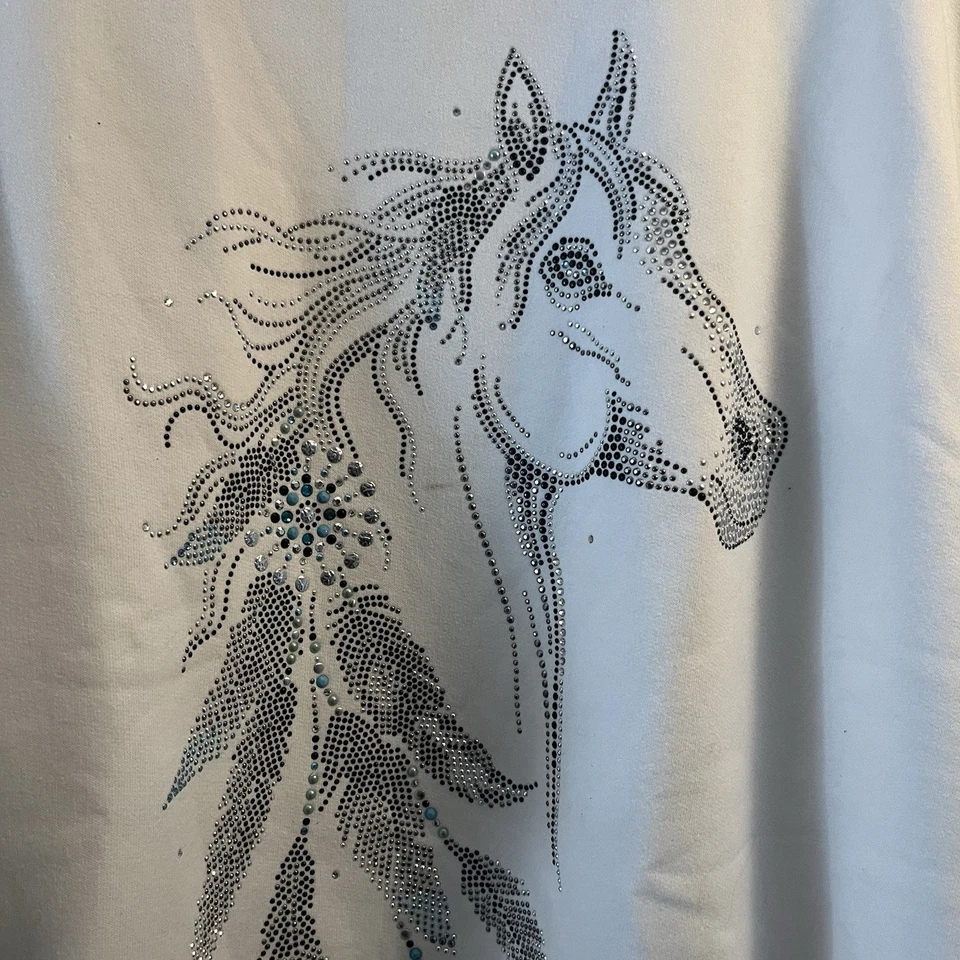 Christine Alexander Sudadera Blanca Caballo 3XL Estrás Foto 2 de 4