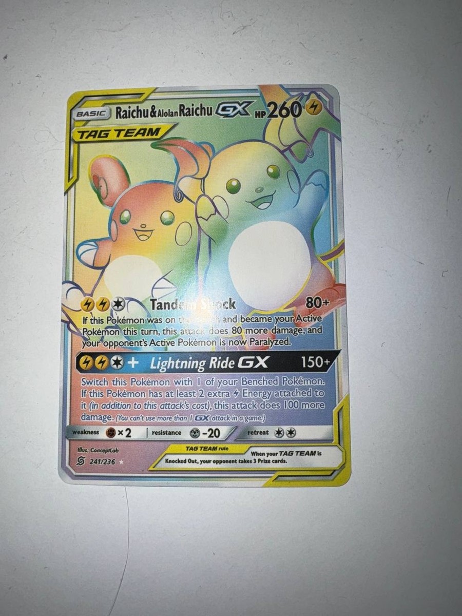 alolan raichu pokemon card price Amazon.com: Pokemon - Raichu & Alolan Raichu GX - 54/236 - Unified Minds main image 1