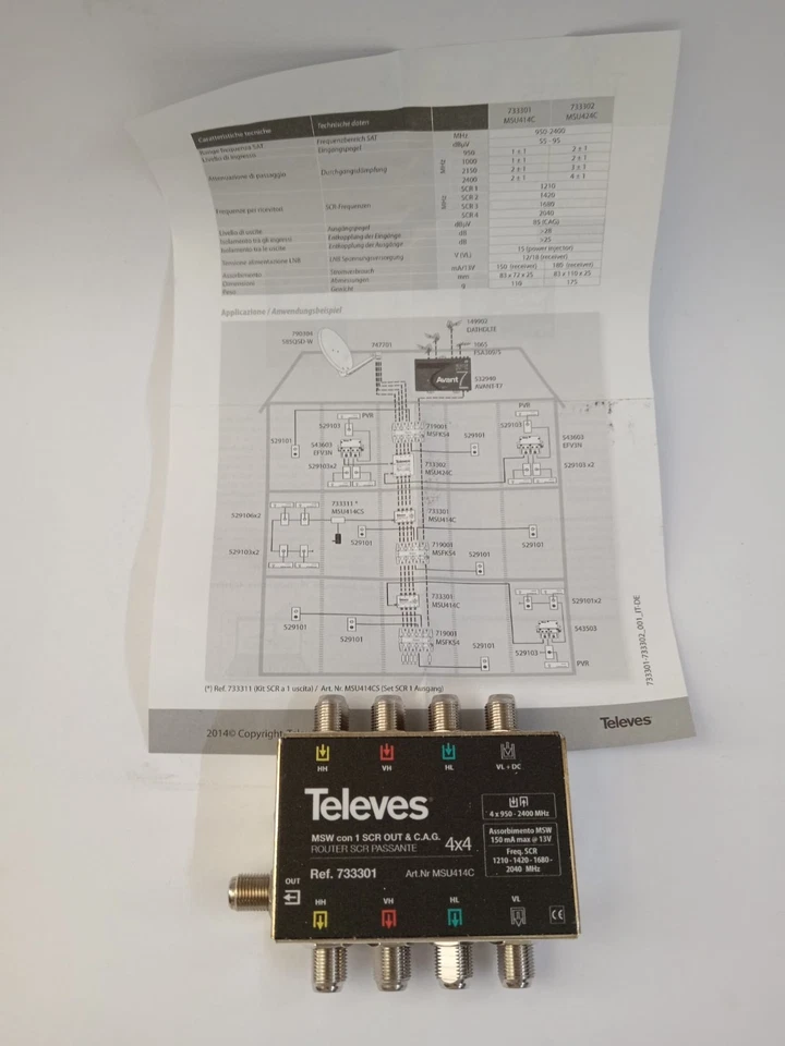 Televes 733301 Multiswitch SCR 4x4 1 uscita SCR NUOVO - Immagine 2 di 4
