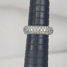 Sterling Silver Cubic Zirconia Eternity Band Ring 3 row pave' setting