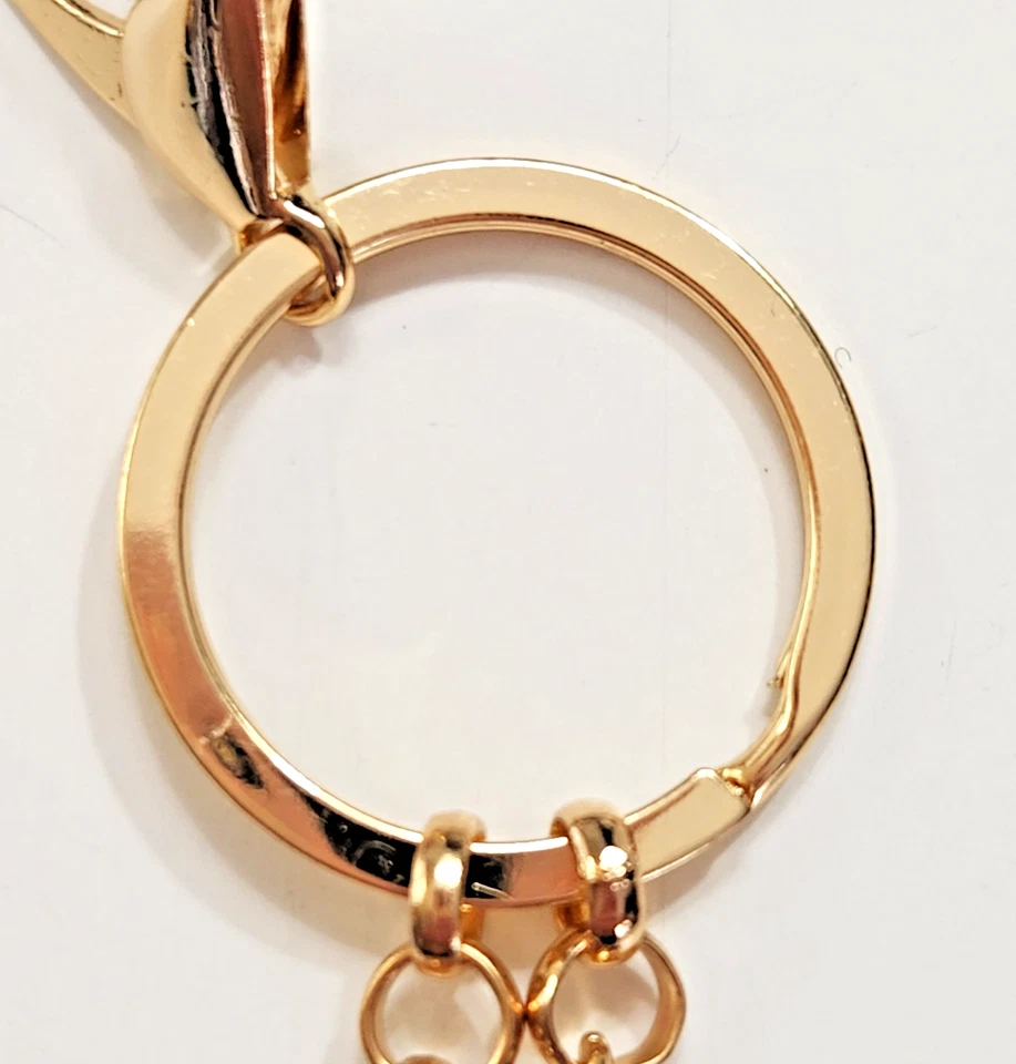 Cartera de fútbol Bling encanto llavero pedrería imitación perlas tono dorado brillante 5 pulgadas Foto 4 de 4