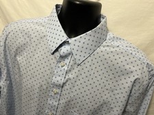 Stafford Mens Performance Super Shirt Sz 17 34-35 Blue Geometric Cotton Blend C3