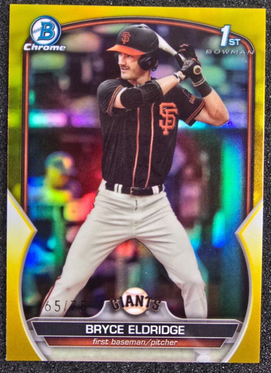 2023 Bowman Draft Chrome 1st Yellow Refractor /75 Bryce Eldridge #BDC-107 Giants