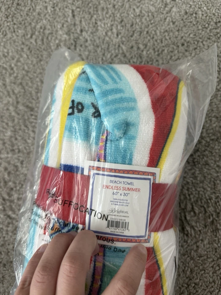 Toalha Brighton Feminina Brilhante Colorida Verão Sem Fim Tamanho Completo NOVA - Imagem 4 de 4