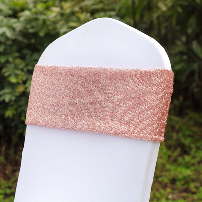 10 Rose Gold Glittered Spandex CHAIR SASHES Wedding Ceremony Party Decorations