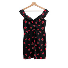 Superdown Chiara Off Shoulder Mini Dress Heart Print Valentine's Day Size S