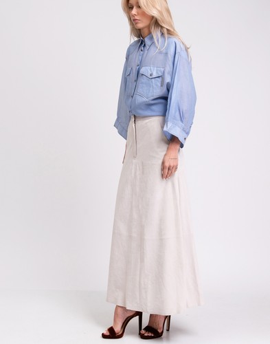 RRP€775 DESA 1972 Suede Leather Maxi Skirt EU36 US4 UK8 S Grey Flared Lined - Picture 6 of 12