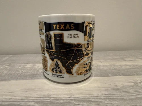 Texas Coffee Cup Mug Vintage Ceramic Souvenir Multiple Landmarks Great Graphics