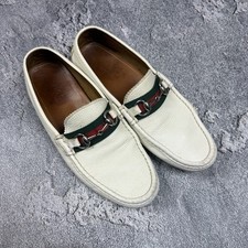 gucci loafers man vintage leatherwhite sz US 8.5 EU41-42