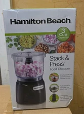 Hamilton Beach Black Stack and Press 3-Cup Food Processor Chopper