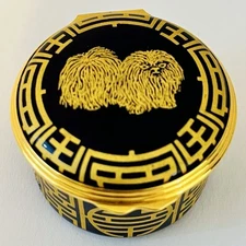 Halcyon Days Dog Hinged Enamel Trinket Box