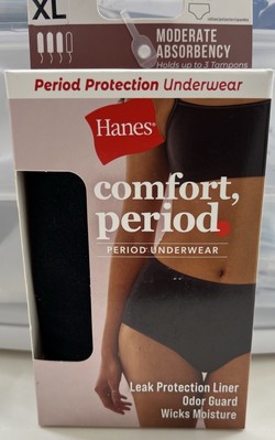 Women s Briefs Hanes Comfort Period, Period Underwear Mod. Absorbency Size 8/XL