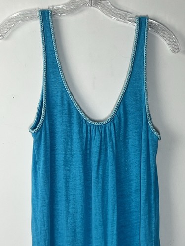 Calypso St Barth 100% Linen Maxi Tank Dress Size Small Blue Scoop Neck Cover Up - 第 3/12 張圖片