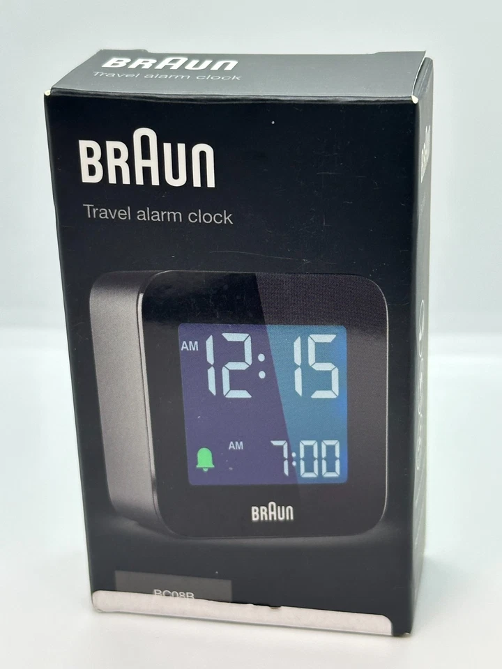 BRAUN BC08B DIGITAL TRAVEL ALARM CLOCK BLACK LCD SNOOZE BACKLIGHT - Image 4 of 4