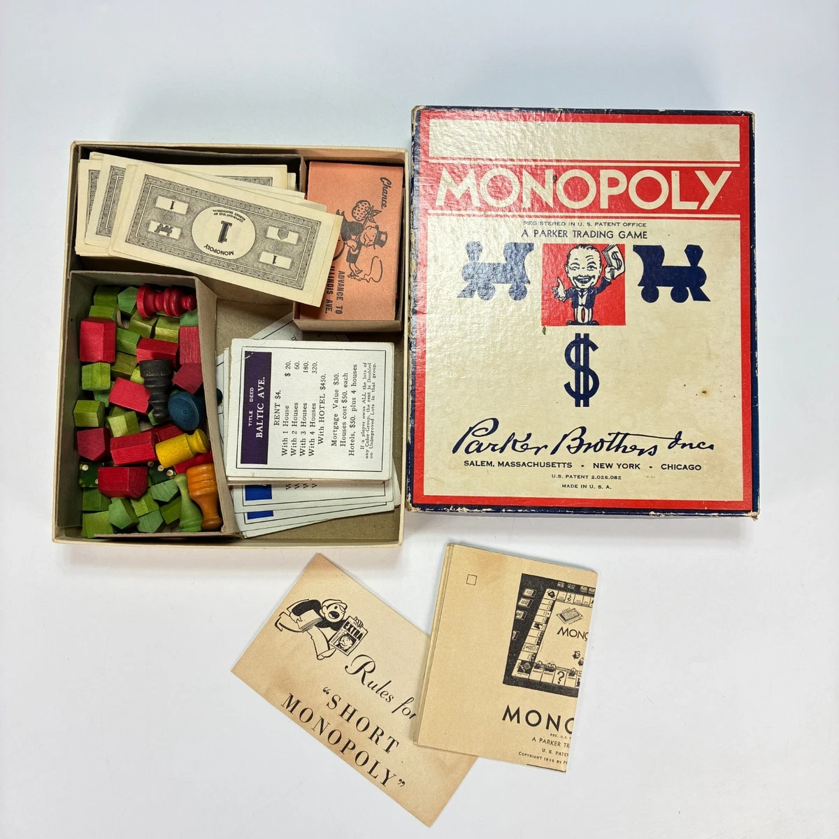 Parker Brothers Monopoly 1940 Year Vintage Manufacture Board