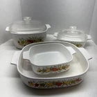 Vintage Corning Ware Spice of Life Casserole Dish Set France 1970s Lids 3Qt 1Qt
