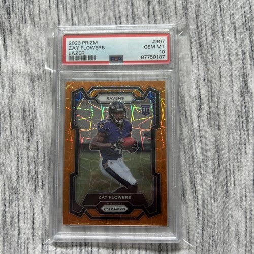 2023 Prizm Zay Flowers Orange Lazer Rookie PSA 10!!! Gem Mint RC Ravens