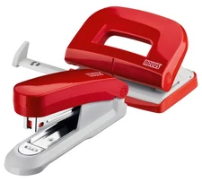 NOVUS Office Desk Accessory Set: (NOVUS Twinset E - 15 / E 210 L and Stapler Red