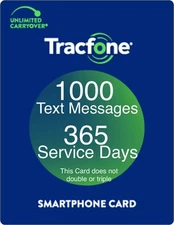 TracFone 1 Year Service Plan Plus 1,000 Text Messages For Smartphones (not BYOP)