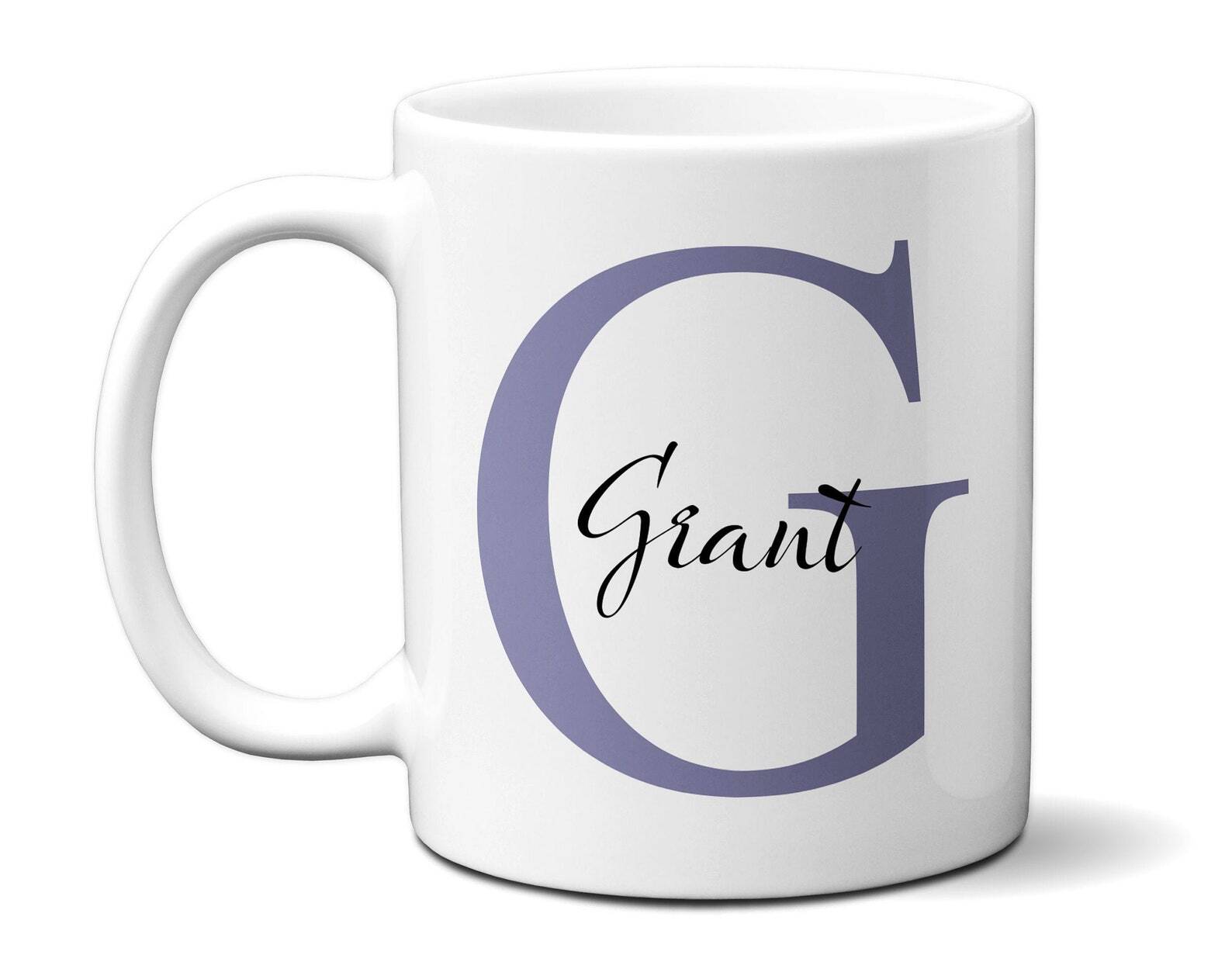 Men's Blue Name & Letter Mug