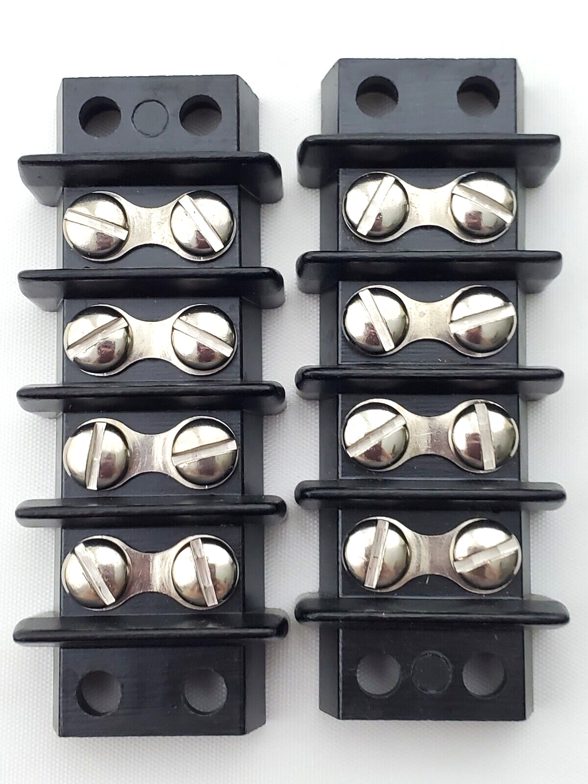 Lot of 2 Cinch 4 Position Dual Row Screw Terminal Strip Blocks Heavy Duty 3-1/4"
