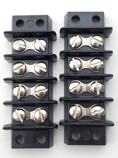 Lot of 2 Cinch 4 Position Dual Row Screw Terminal Strip Blocks Heavy Duty 3-1/4"