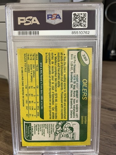 1980 81 OPC O-Pee-Chee #250 Wayne Gretzky 2nd year PSA 7 NM The Great One - Bild 4 von 4
