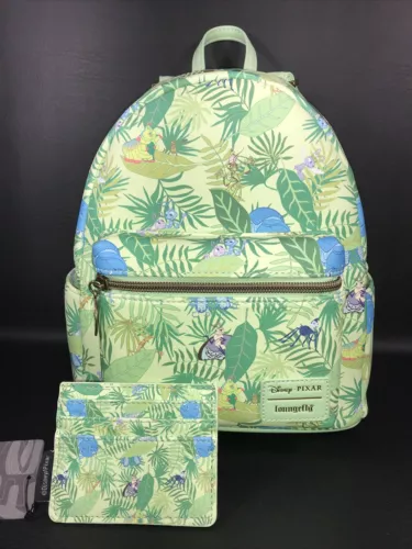 NEW! DISNEY Loungefly A Bug’s Life Heimlich Leaf Print Mini Backpack Card Holder