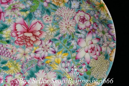 8.4" Yongzheng Marked Chinese Famille rose Porcelain Flower Round Plate Pair - Picture 3 of 9