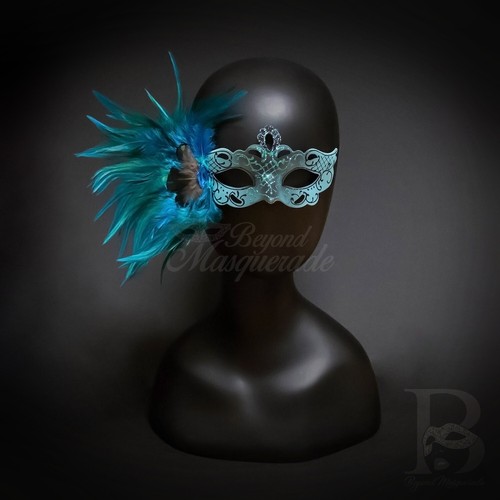 Peacock Feathers Collection Venetian Mardi Gras Masquerade Mask (17 Selections) - Picture 61 of 71
